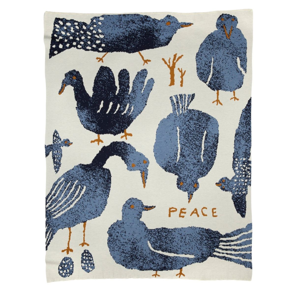 Peace Merino Wool Knit Throw Blanket