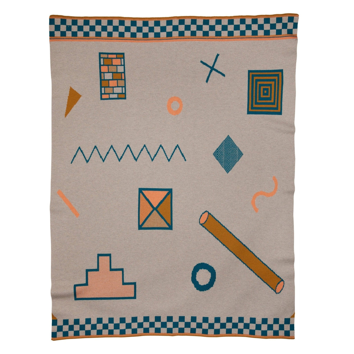 Shapes Merino Wool Knit Throw Blanket